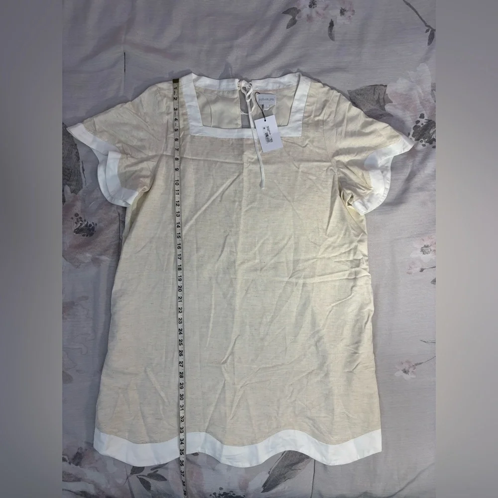 Sugarlips Gizelle Scallop Shift Mini Dress Sz XL In Natural NWT | Mini Dress - - Picture 8 of 11